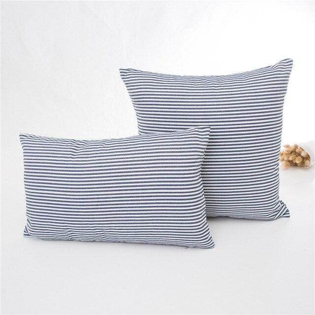 New Plaid Striped Polyester Cotton Cushion Cover Pillow Case Navy Blue Pillow Cover Cushion Cover Solid Navy Blue Striped Design Chair Sofa Home Decor Throw Pillow Cover Stevvex