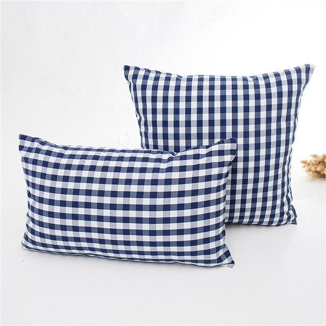 New Plaid Striped Polyester Cotton Cushion Cover Pillow Case Navy Blue Pillow Cover Cushion Cover Solid Navy Blue Striped Design Chair Sofa Home Decor Throw Pillow Cover Stevvex