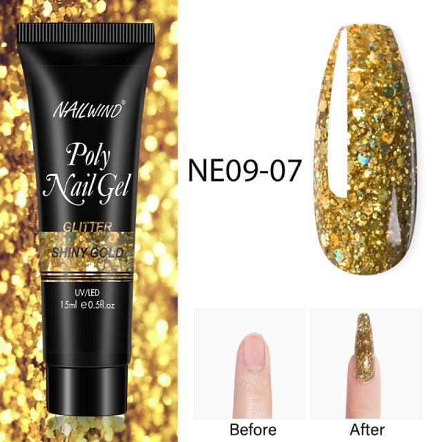 New Poly Nail Polish Gel Extension Glitter Gel Nails Manicure Design UV Reflective Diamond Shine Stevvex