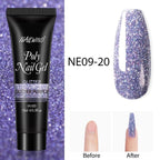 New Poly Nail Polish Gel Extension Glitter Gel Nails Manicure Design UV Reflective Diamond Shine Stevvex