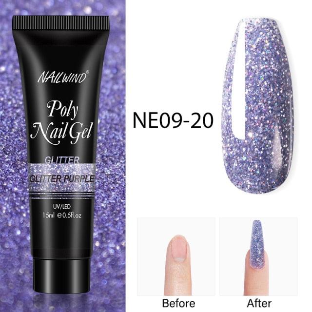 New Poly Nail Polish Gel Extension Glitter Gel Nails Manicure Design UV Reflective Diamond Shine Stevvex