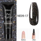 New Poly Nail Polish Gel Extension Glitter Gel Nails Manicure Design UV Reflective Diamond Shine Stevvex