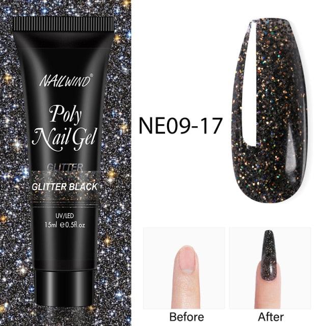 New Poly Nail Polish Gel Extension Glitter Gel Nails Manicure Design UV Reflective Diamond Shine Stevvex
