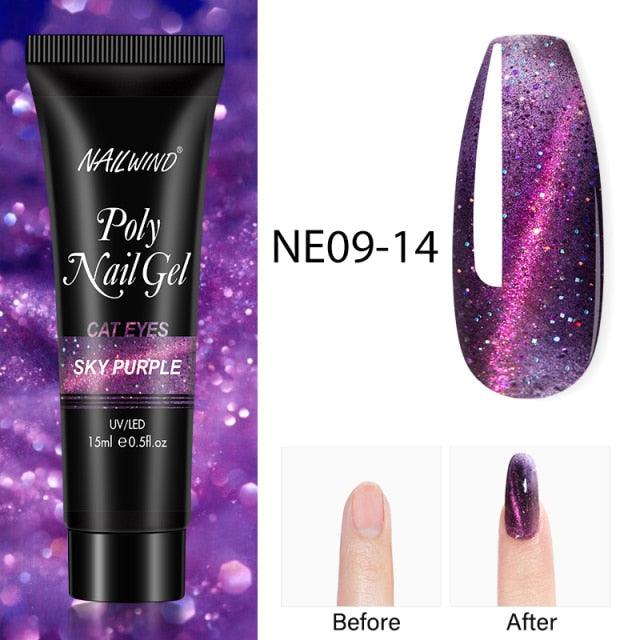 New Poly Nail Polish Gel Extension Glitter Gel Nails Manicure Design UV Reflective Diamond Shine Stevvex