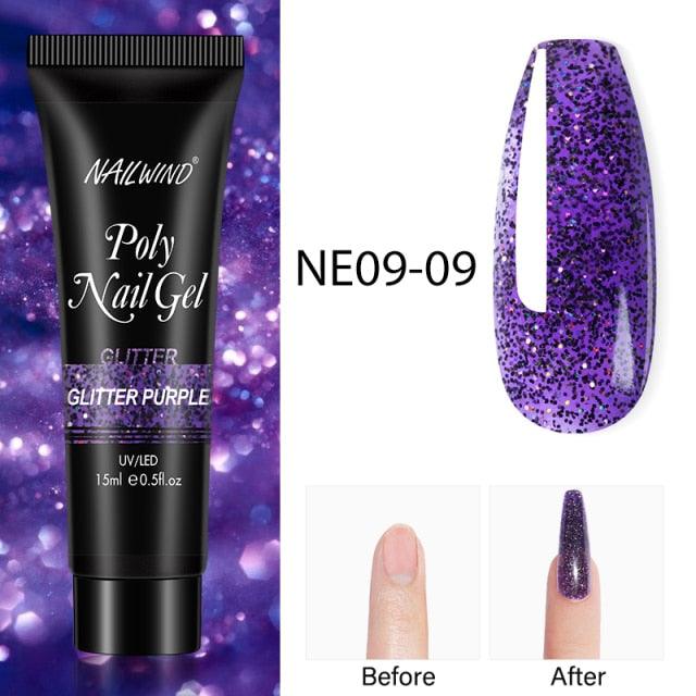 New Poly Nail Polish Gel Extension Glitter Gel Nails Manicure Design UV Reflective Diamond Shine Stevvex