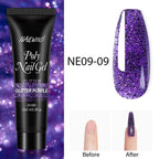 New Poly Nail Polish Gel Extension Glitter Gel Nails Manicure Design UV Reflective Diamond Shine Stevvex