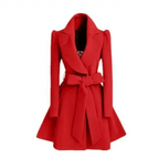 New Popular Women's Woolen Windbreaker Overcoat Jacket Coats Red XL Autumn And Winter Long Windbreaker Overcoat Fashionable Coat Jacket Stevvex
