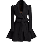 New Popular Women's Woolen Windbreaker Overcoat Jacket Coats Red XL Autumn And Winter Long Windbreaker Overcoat Fashionable Coat Jacket Stevvex