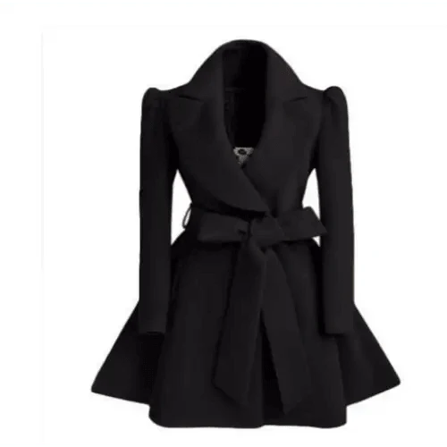 New Popular Women's Woolen Windbreaker Overcoat Jacket Coats Red XL Autumn And Winter Long Windbreaker Overcoat Fashionable Coat Jacket Stevvex