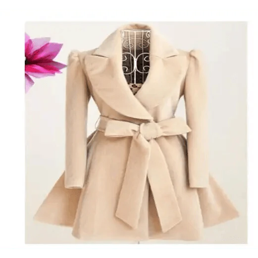 New Popular Women's Woolen Windbreaker Overcoat Jacket Coats Red XL Autumn And Winter Long Windbreaker Overcoat Fashionable Coat Jacket Stevvex