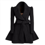 New Popular Women's Woolen Windbreaker Overcoat Jacket Coats Red XL Autumn And Winter Long Windbreaker Overcoat Fashionable Coat Jacket Stevvex