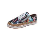 New Popular Womens Shoes Colorful Beautiful Flower Printing Shoes Lace-up Flat Women's Casual Womens Sneakers High-Quality Women's White Sports Casual Couple Shoes Summer Trainers Walking Sneakers Stevvex