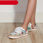 New Popular Womens Shoes Colorful Beautiful Flower Printing Shoes Lace-up Flat Women's Casual Womens Sneakers High-Quality Women's White Sports Casual Couple Shoes Summer Trainers Walking Sneakers Stevvex