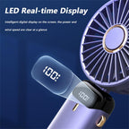 New Portable Digital Display Handheld Fan Office Desktop Multifunctional Folding Headed Small Electric Fan Foldable Mini Desk Fan with Led Digital Display 5 Speeds Multi-Functional Fan for Outdoor Indoor Stevvex