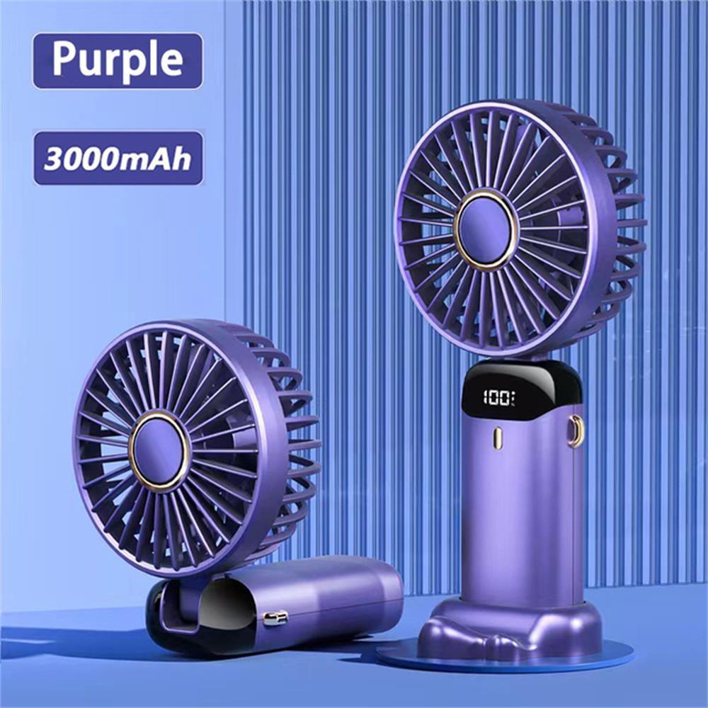 New Portable Digital Display Handheld Fan Office Desktop Multifunctional Folding Headed Small Electric Fan Foldable Mini Desk Fan with Led Digital Display 5 Speeds Multi-Functional Fan for Outdoor Indoor Stevvex