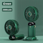 New Portable Digital Display Handheld Fan Office Desktop Multifunctional Folding Headed Small Electric Fan Foldable Mini Desk Fan with Led Digital Display 5 Speeds Multi-Functional Fan for Outdoor Indoor Stevvex