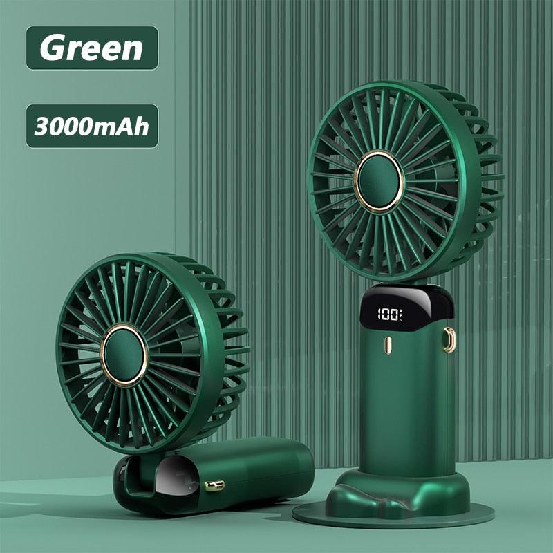 New Portable Digital Display Handheld Fan Office Desktop Multifunctional Folding Headed Small Electric Fan Foldable Mini Desk Fan with Led Digital Display 5 Speeds Multi-Functional Fan for Outdoor Indoor Stevvex