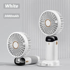 New Portable Digital Display Handheld Fan Office Desktop Multifunctional Folding Headed Small Electric Fan Foldable Mini Desk Fan with Led Digital Display 5 Speeds Multi-Functional Fan for Outdoor Indoor Stevvex