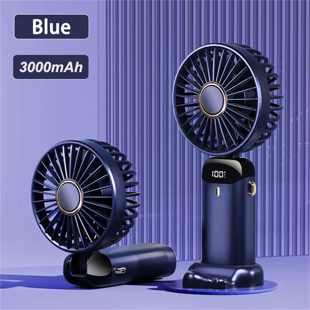 New Portable Digital Display Handheld Fan Office Desktop Multifunctional Folding Headed Small Electric Fan Foldable Mini Desk Fan with Led Digital Display 5 Speeds Multi-Functional Fan for Outdoor Indoor Stevvex