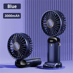 New Portable Digital Display Handheld Fan Office Desktop Multifunctional Folding Headed Small Electric Fan Foldable Mini Desk Fan with Led Digital Display 5 Speeds Multi-Functional Fan for Outdoor Indoor Stevvex