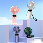 New Portable Digital Display Handheld Fan Office Desktop Multifunctional Folding Headed Small Electric Fan Foldable Mini Desk Fan with Led Digital Display 5 Speeds Multi-Functional Fan for Outdoor Indoor Stevvex