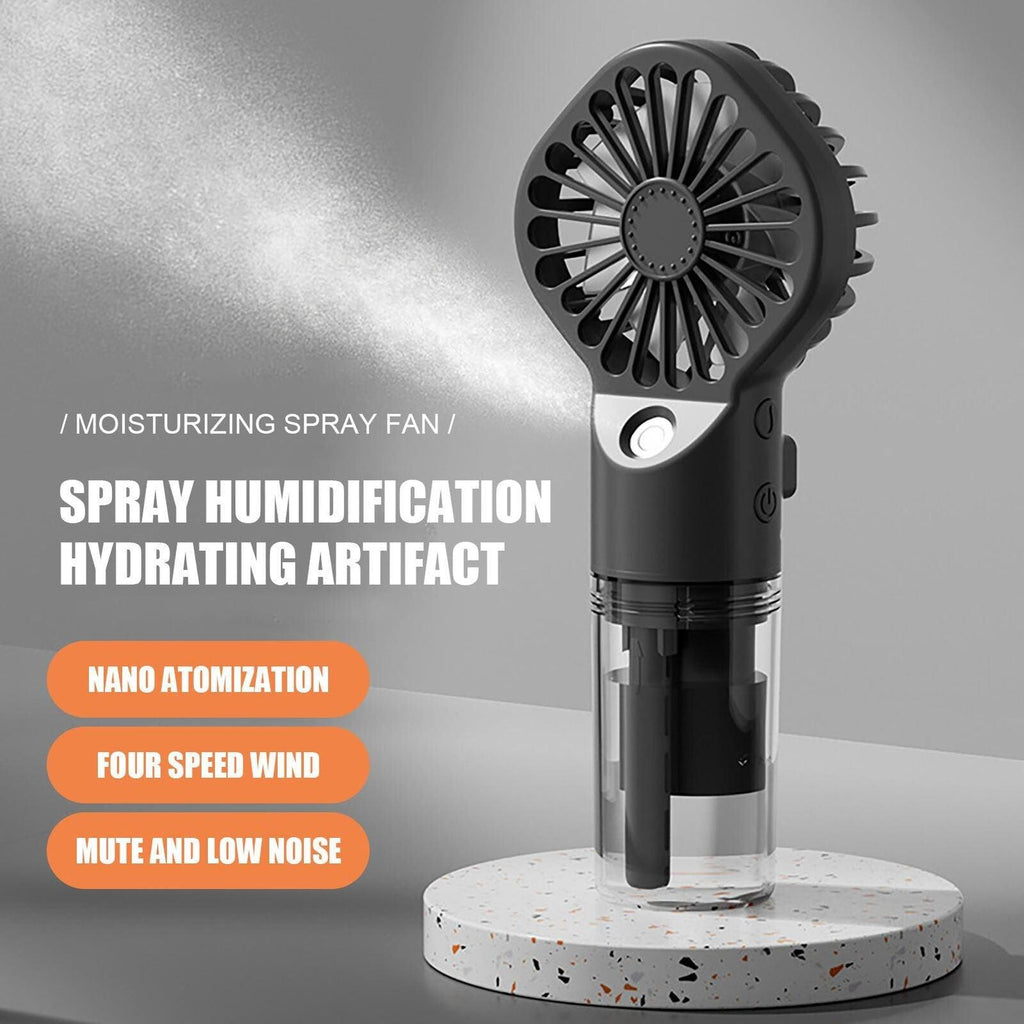 New Portable Handheld Fan USB Rechargeable Turbo Water-Cooled Spray Mini Fan 4 Gear Speed Air-conditioning Mute Fans Outdoor Handheld Misting Fan Rechargeable Mini Personal Fan Battery Operated for Travel Stevvex