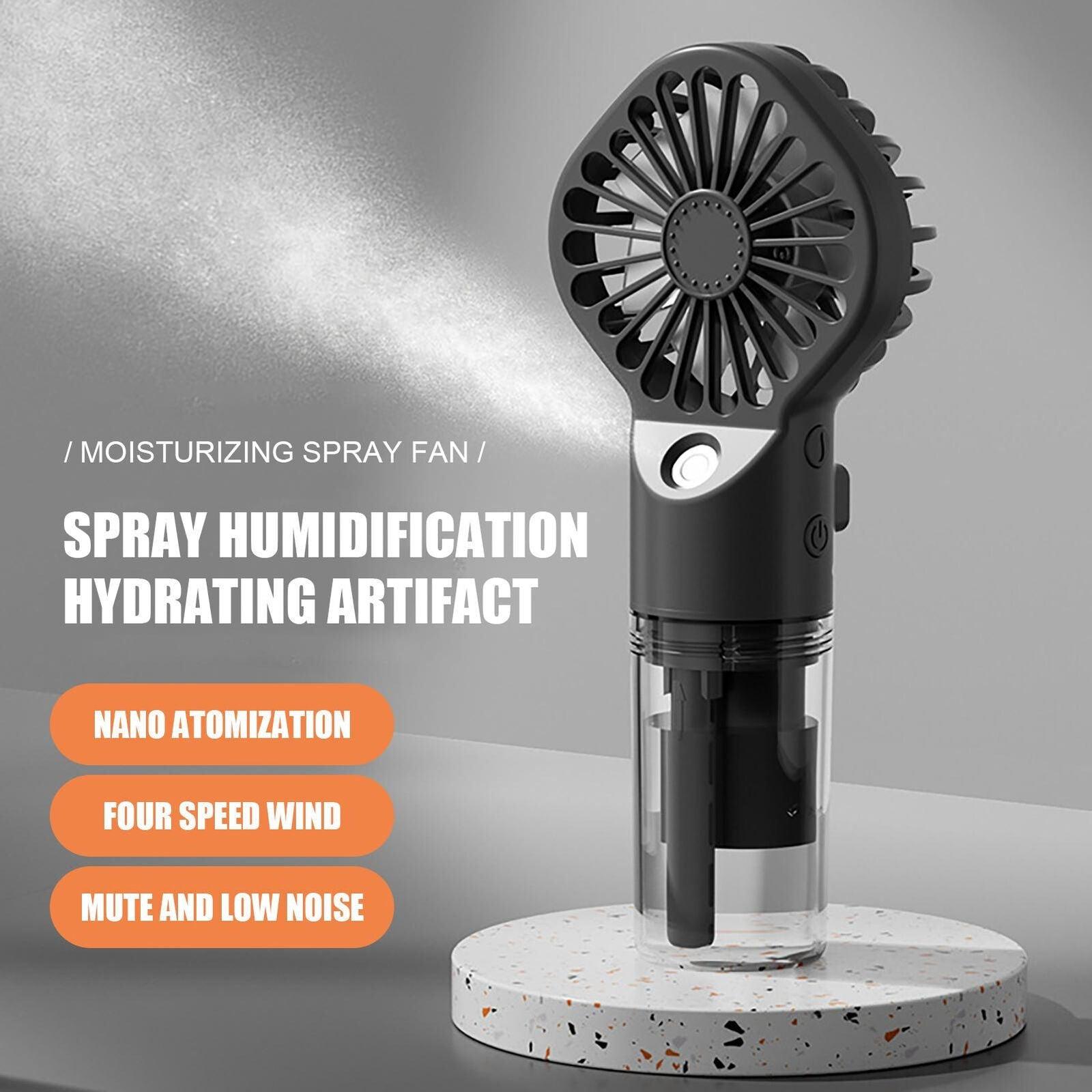 New Portable Handheld Fan USB Rechargeable Turbo Water-Cooled Spray Mini Fan 4 Gear Speed Air-conditioning Mute Fans Outdoor Handheld Misting Fan Rechargeable Mini Personal Fan Battery Operated for Travel Stevvex