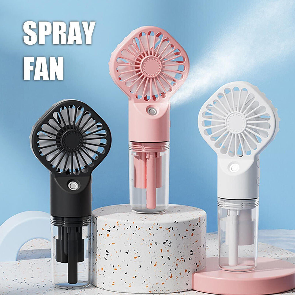 New Portable Handheld Fan USB Rechargeable Turbo Water-Cooled Spray Mini Fan 4 Gear Speed Air-conditioning Mute Fans Outdoor Handheld Misting Fan Rechargeable Mini Personal Fan Battery Operated for Travel Stevvex