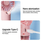 New Portable Handheld Fan USB Rechargeable Turbo Water-Cooled Spray Mini Fan 4 Gear Speed Air-conditioning Mute Fans Outdoor Handheld Misting Fan Rechargeable Mini Personal Fan Battery Operated for Travel Stevvex