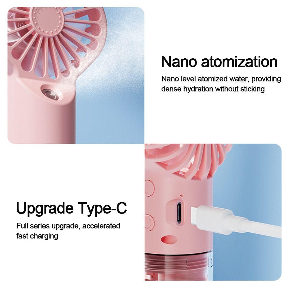New Portable Handheld Fan USB Rechargeable Turbo Water-Cooled Spray Mini Fan 4 Gear Speed Air-conditioning Mute Fans Outdoor Handheld Misting Fan Rechargeable Mini Personal Fan Battery Operated for Travel Stevvex