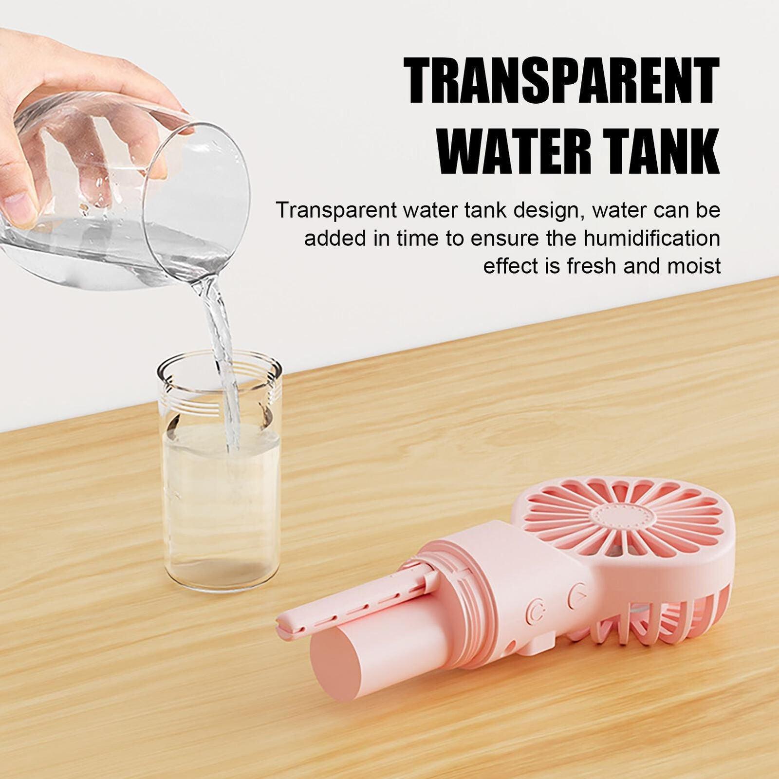 New Portable Handheld Fan USB Rechargeable Turbo Water-Cooled Spray Mini Fan 4 Gear Speed Air-conditioning Mute Fans Outdoor Handheld Misting Fan Rechargeable Mini Personal Fan Battery Operated for Travel Stevvex