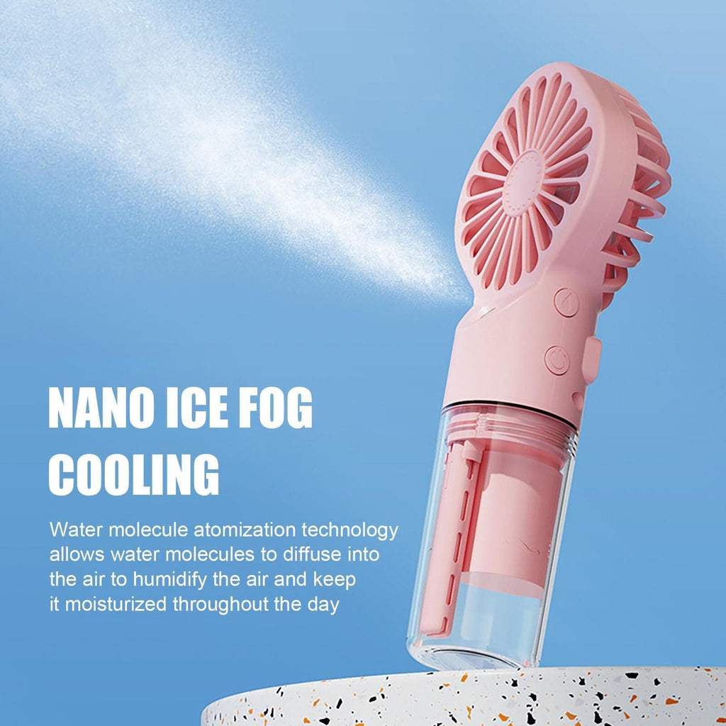 New Portable Handheld Fan USB Rechargeable Turbo Water-Cooled Spray Mini Fan 4 Gear Speed Air-conditioning Mute Fans Outdoor Handheld Misting Fan Rechargeable Mini Personal Fan Battery Operated for Travel Stevvex