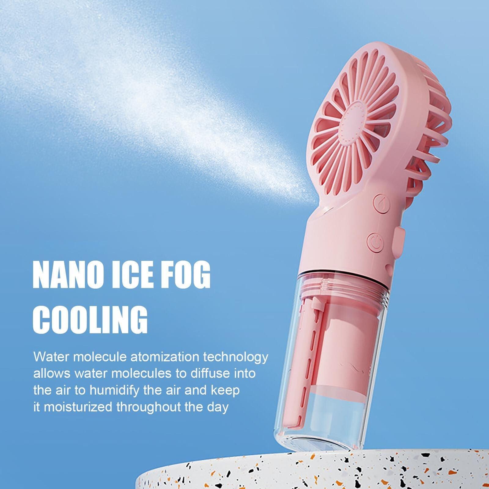 New Portable Handheld Fan USB Rechargeable Turbo Water-Cooled Spray Mini Fan 4 Gear Speed Air-conditioning Mute Fans Outdoor Handheld Misting Fan Rechargeable Mini Personal Fan Battery Operated for Travel Stevvex