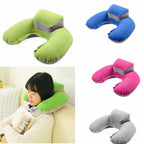 New Portable U Shape Air Inflatable Travel Pillow Support Flocking PVC Ultra Soft Comfort Neck Travel Pillow Neck Pillow for Airplane Travel Inflatable Neck Pillow for Airplane with 3D Contoured Eye Masks Adjustable Neck Support Pillow for Traveling