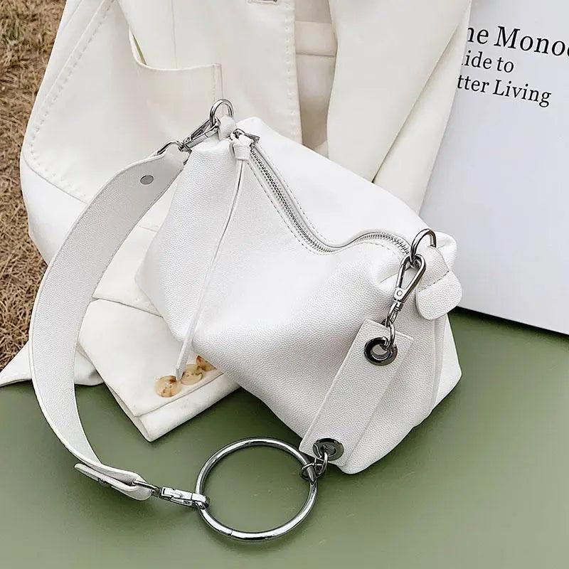 New PU Leather Shoulder Bag for Women Designer Wide Belt Handbags with Chain For Ladies Stevvex