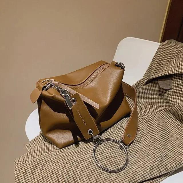 New PU Leather Shoulder Bag for Women Designer Wide Belt Handbags with Chain For Ladies Stevvex