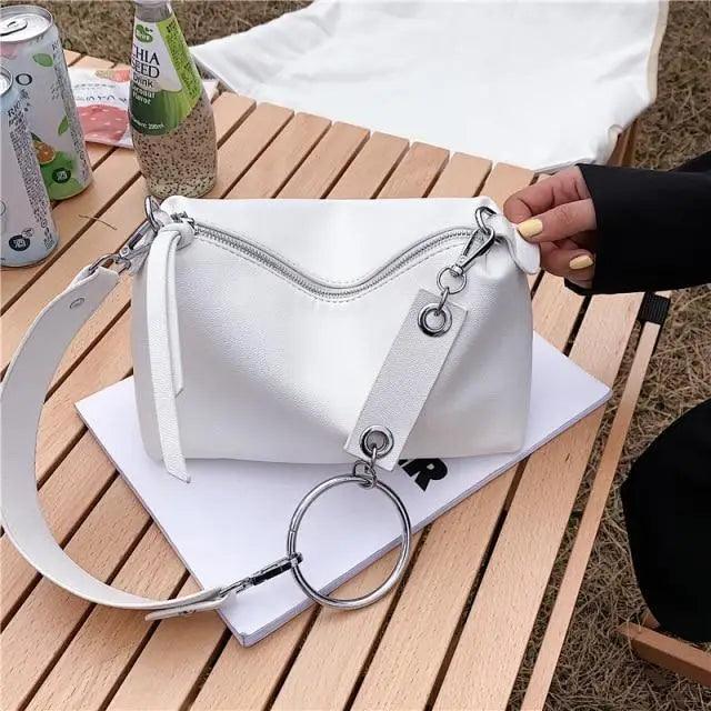 New PU Leather Shoulder Bag for Women Designer Wide Belt Handbags with Chain For Ladies Stevvex