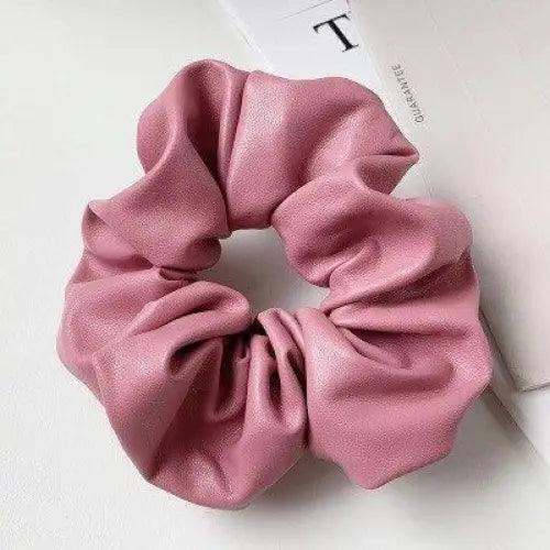 New Red PU Leather Hair Tie Autumn Large Girls Winter Comfortable Ponytail Hair Bands Strong Elastic Grip Women Hair Accessories Stevvex