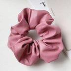 New Red PU Leather Hair Tie Autumn Large Girls Winter Comfortable Ponytail Hair Bands Strong Elastic Grip Women Hair Accessories Stevvex