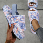 New Shallow Flats Slippers Warm Women Casual Winter Short Plush Home Cotton Fashion Dress Flip Flops Open Toe Slide Slippers Cozy Memory Foam House Shoes Stevvex