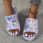 New Shallow Flats Slippers Warm Women Casual Winter Short Plush Home Cotton Fashion Dress Flip Flops Open Toe Slide Slippers Cozy Memory Foam House Shoes Stevvex