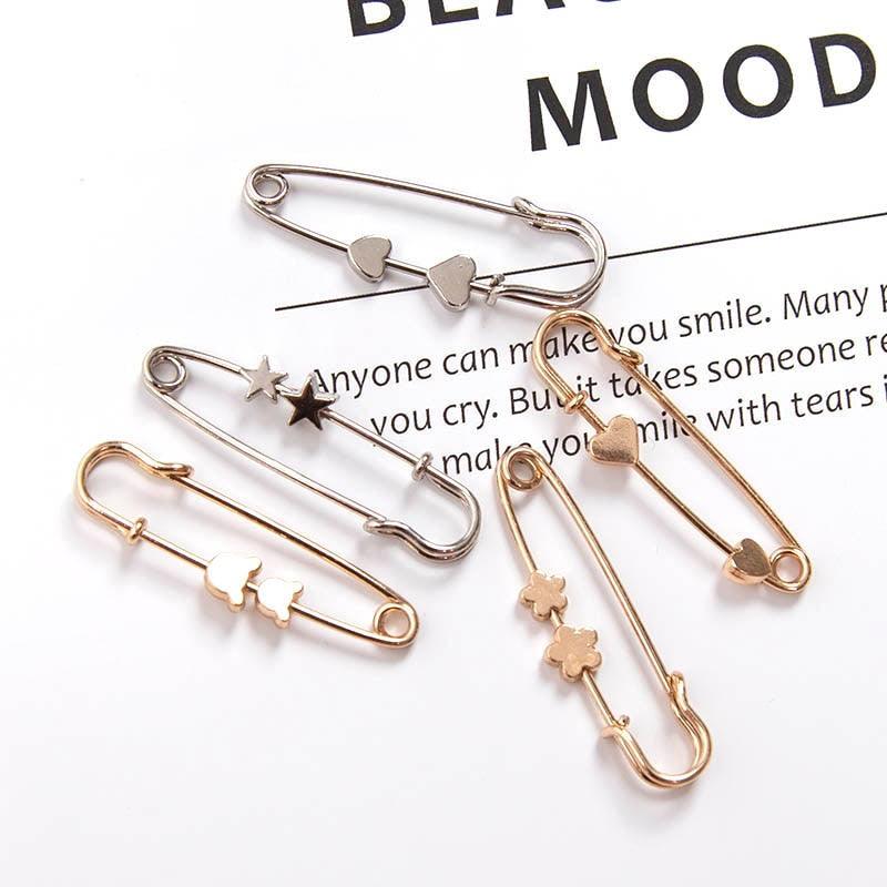New Simple Trendy Popular Rhinestone Decoration Buckle Lapel Pin Brooches Women Cardigan Coat Sweater Costume Safety Pin Jewelry Brooches and Pins for Women in Multiple Styles Beautiful Safety Pins for Clothing Stevvex