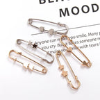 New Simple Trendy Popular Rhinestone Decoration Buckle Lapel Pin Brooches Women Cardigan Coat Sweater Costume Safety Pin Jewelry Brooches and Pins for Women in Multiple Styles Beautiful Safety Pins for Clothing Stevvex