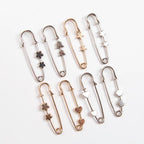 New Simple Trendy Popular Rhinestone Decoration Buckle Lapel Pin Brooches Women Cardigan Coat Sweater Costume Safety Pin Jewelry Brooches and Pins for Women in Multiple Styles Beautiful Safety Pins for Clothing Stevvex