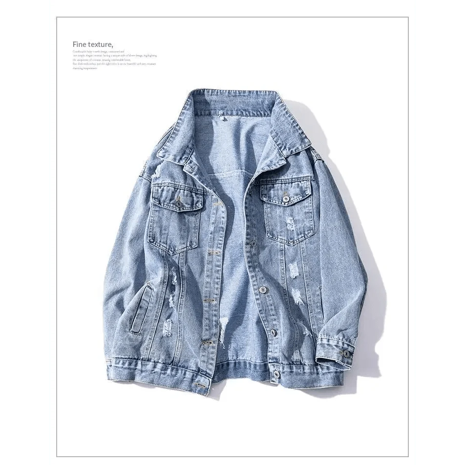 New Sizzling Women's Denim Jacket Fashionable Streetwear Letter Stylish Chic Printed Ripped Holes Jean Patchwork Jeans Female Coat Stevvex