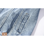 New Sizzling Women's Denim Jacket Fashionable Streetwear Letter Stylish Chic Printed Ripped Holes Jean Patchwork Jeans Female Coat Stevvex