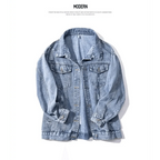 New Sizzling Women's Denim Jacket Fashionable Streetwear Letter Stylish Chic Printed Ripped Holes Jean Patchwork Jeans Female Coat Stevvex