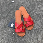 New Slides Women Summer Slippers Outdoor Summer Beach Shoes Fashion Slip-On Woman Slippers Leather Sandals Women's Flip Flops Leather Slide Beach Pool Slipper Sandals