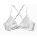 New Soft Comfortable Cotton Bras For Women Thin French Style Bras Deep V Triangle Cup Cross Beauty Back Bra Small size Stevvex