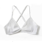 New Soft Comfortable Cotton Bras For Women Thin French Style Bras Deep V Triangle Cup Cross Beauty Back Bra Small size Stevvex